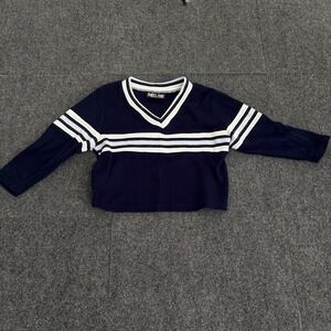 Vintage Y2K Women's XS Super Crop V-neck Sweater Striped‎ Made In USA Preppy